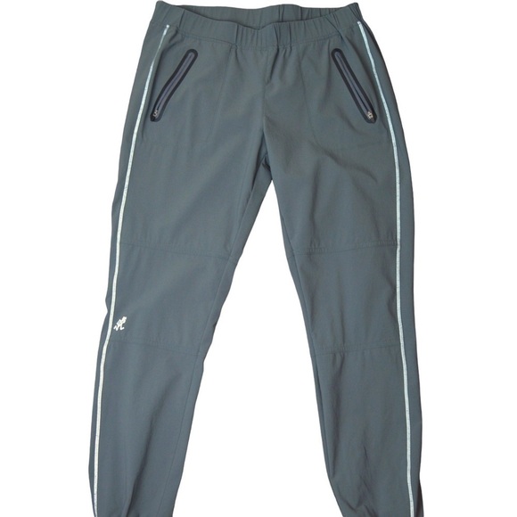 Gramicci Nylon Spandex Track Pants, Reflective Seams & Zip‎ Pockets, Gray Medium - Picture 2 of 9